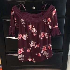 Floral cold shoulder top